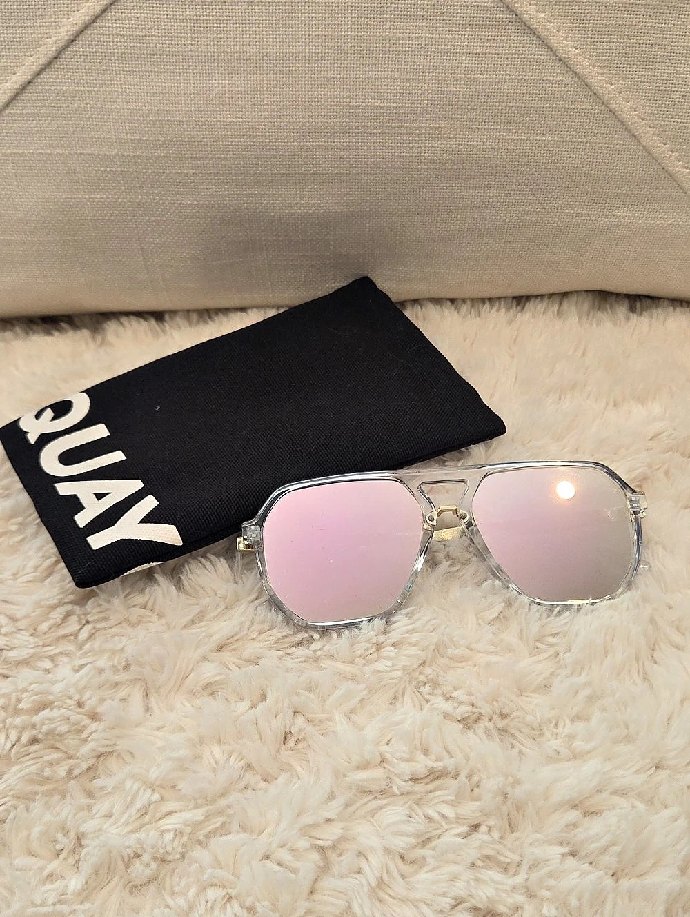 Quay Australia Clear & Gold Sunglasses